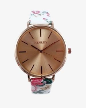 Ladies Henley Floral Leatherette Strap Watch